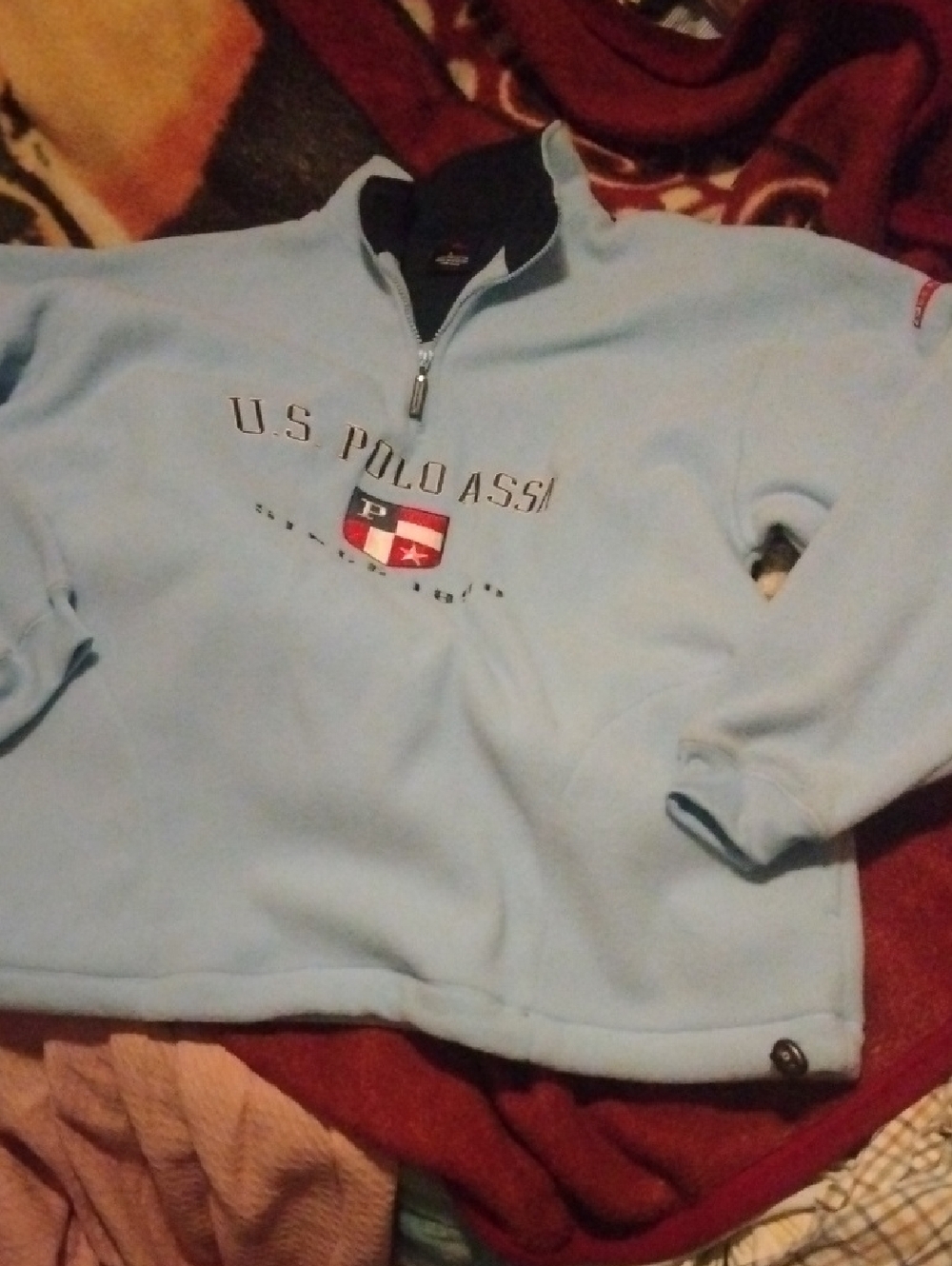 U.S. Polo Assn. Men's Light Blue Quarter-Zip Fleece Sweater XL.New No Tag
